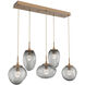 Cosmos LED LED Novel Brass Linear Pendant Ceiling Light in 3000K LED, Zircon Inner - Smoke Outer, Multi-Pendant