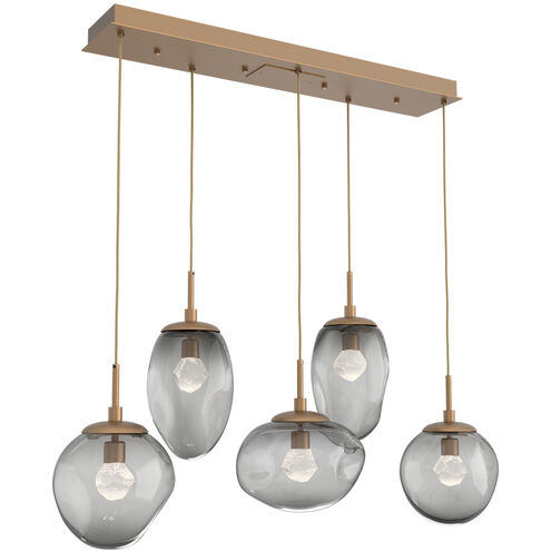 Cosmos LED LED Novel Brass Linear Pendant Ceiling Light in 3000K LED, Zircon Inner - Smoke Outer, Multi-Pendant