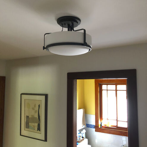 Harper 3 Light 14.5 inch Oil Rubbed Bronze Indoor Semi-Flush Mount Ceiling Light in White