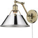Orwell 1 Light 10 inch Aged Brass Articulating Wall Sconce Wall Light in Chrome, Adjustable