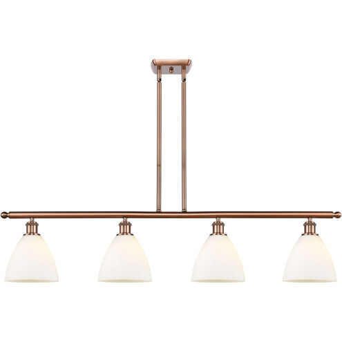 Ballston Ballston Dome 4 Light 48 inch Antique Copper Island Light Ceiling Light in Matte White Glass