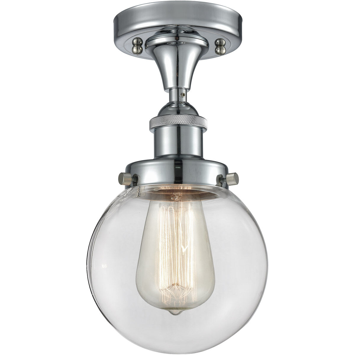 Ballston Beacon LED 6 inch Matte Black Semi-Flush Mount Ceiling Light in Clear Glass, Ballston