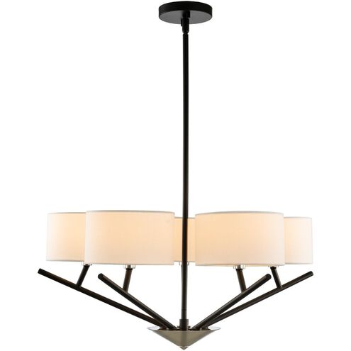 Tahoe 5 Light 26 inch Matte Black with Polished Nickel Chandelier Pendant Ceiling Light