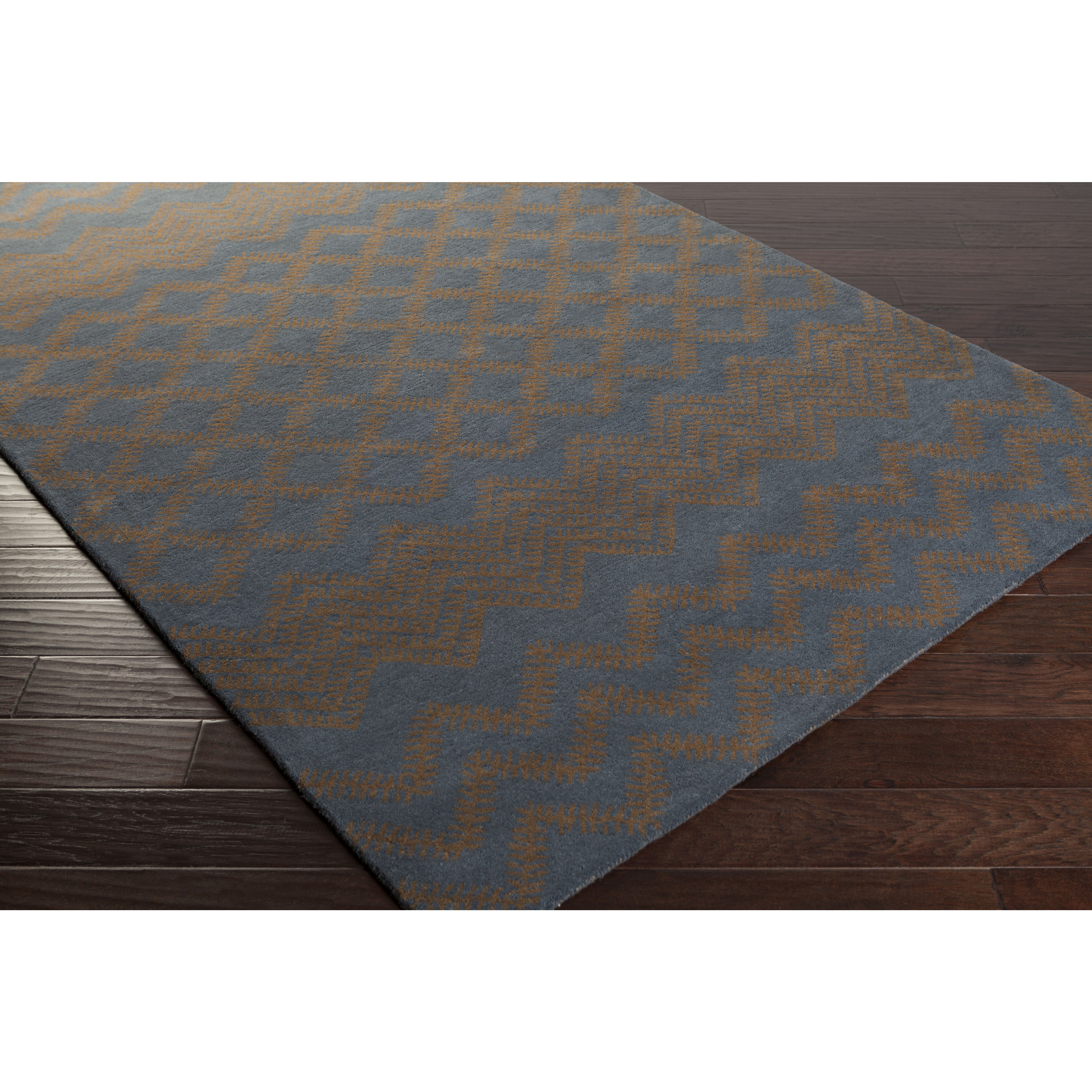 Matmi 96 X 30 inch Navy/Medium Brown Handmade Rug