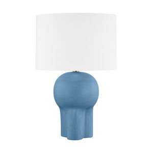 Hankins 26 inch 75.00 watt Aged Brass/Stone Blue Ceramic Table Lamp Portable Light