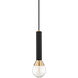 Via 1 Light 5 inch Polished Brass Pendant Ceiling Light in Polished Brass and Black