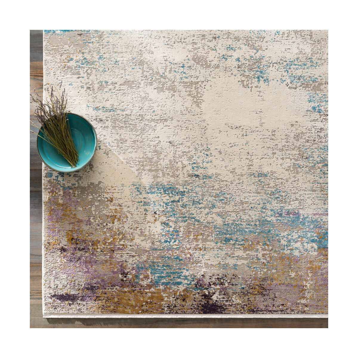 McCandless 36 X 24 inch Dark Purple/Bright Purple/Bright Yellow/Sky Blue Rugs, Rectangle