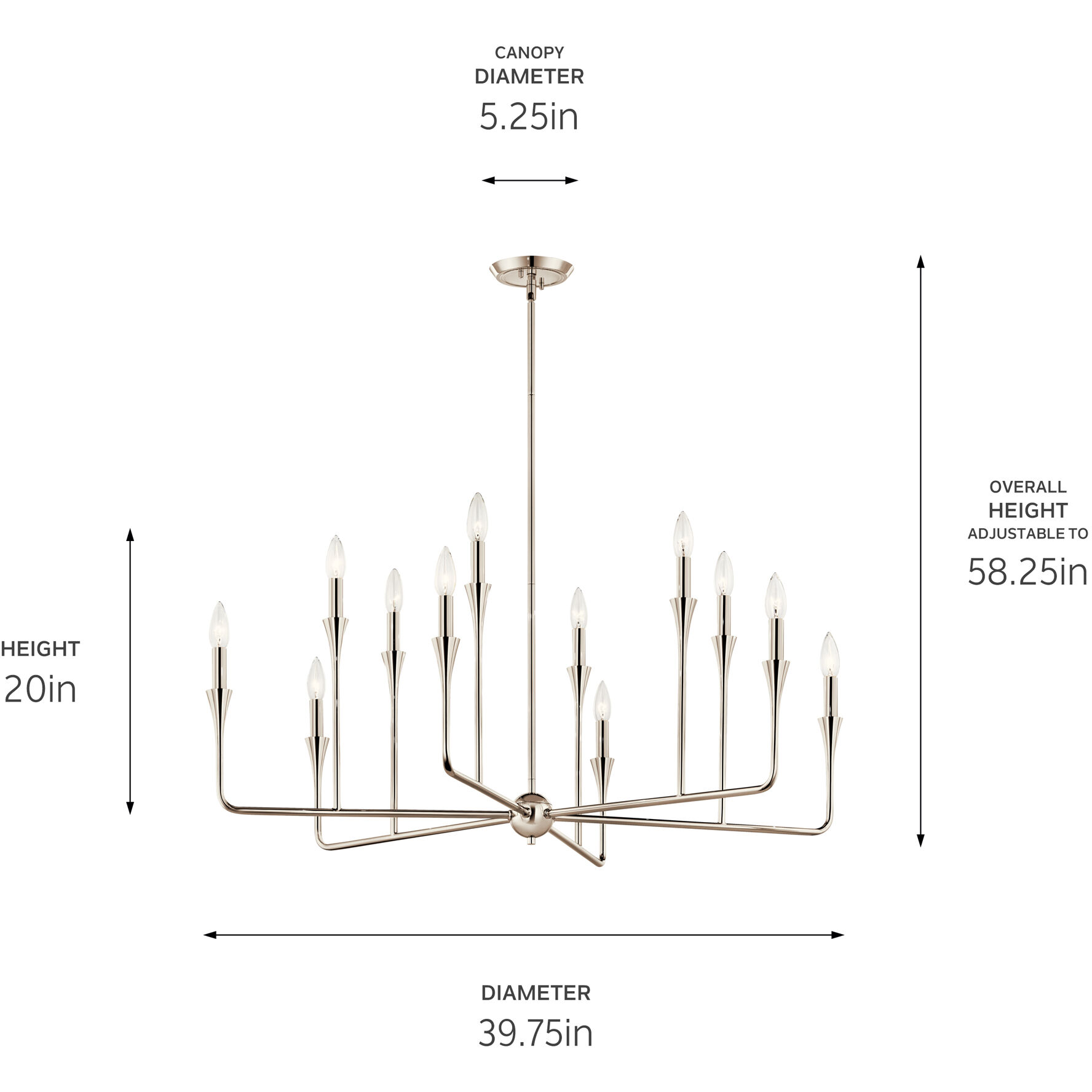 Alvaro 12 Light Polished Nickel Chandelier Multi Tier Ceiling Light, Multi Tier