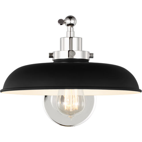 C&M by Chapman & Myers Wellfleet 17.75 inch 75 watt Midnight Black and Polished Nickel Task Sconce Wall Light in Midnight Black / Polished Nickel