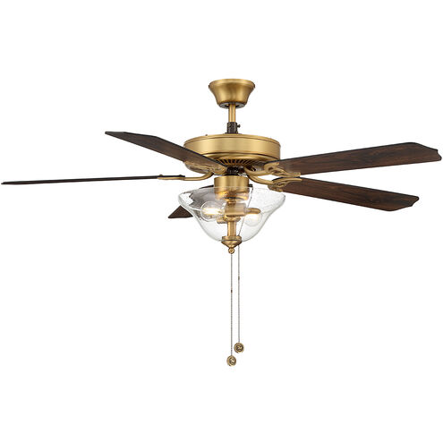 Traditional 52 inch Natural Brass with Walnut and Black Blades Ceiling Fan