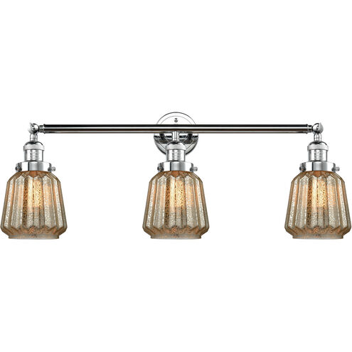 Franklin Restoration Chatham 3 Light 30 inch Polished Chrome Bath Vanity Light Wall Light in Mercury Glass, Franklin Restoration