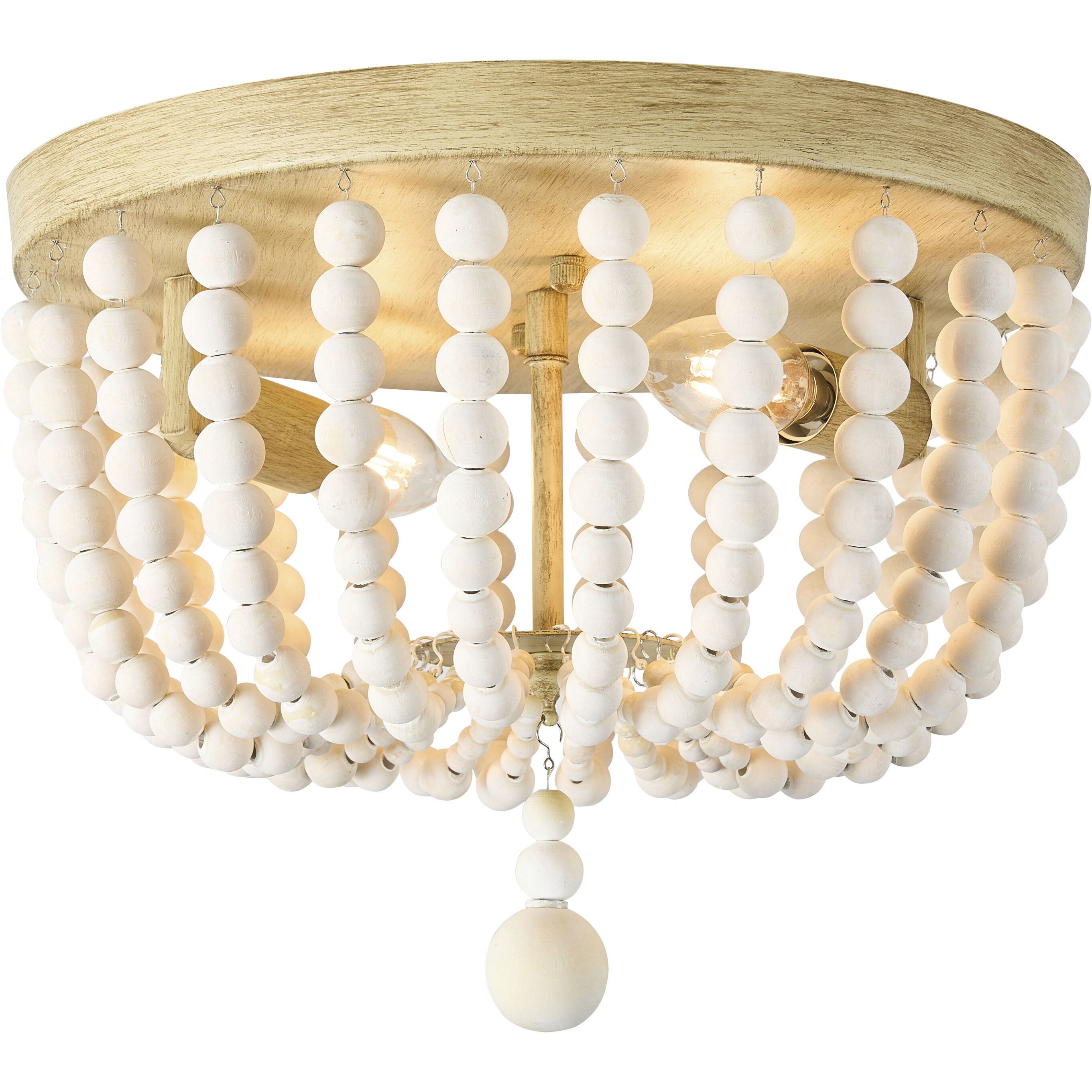 Bridget LED 13 inch Vintage White Flush Mount Ceiling Light, Beaded