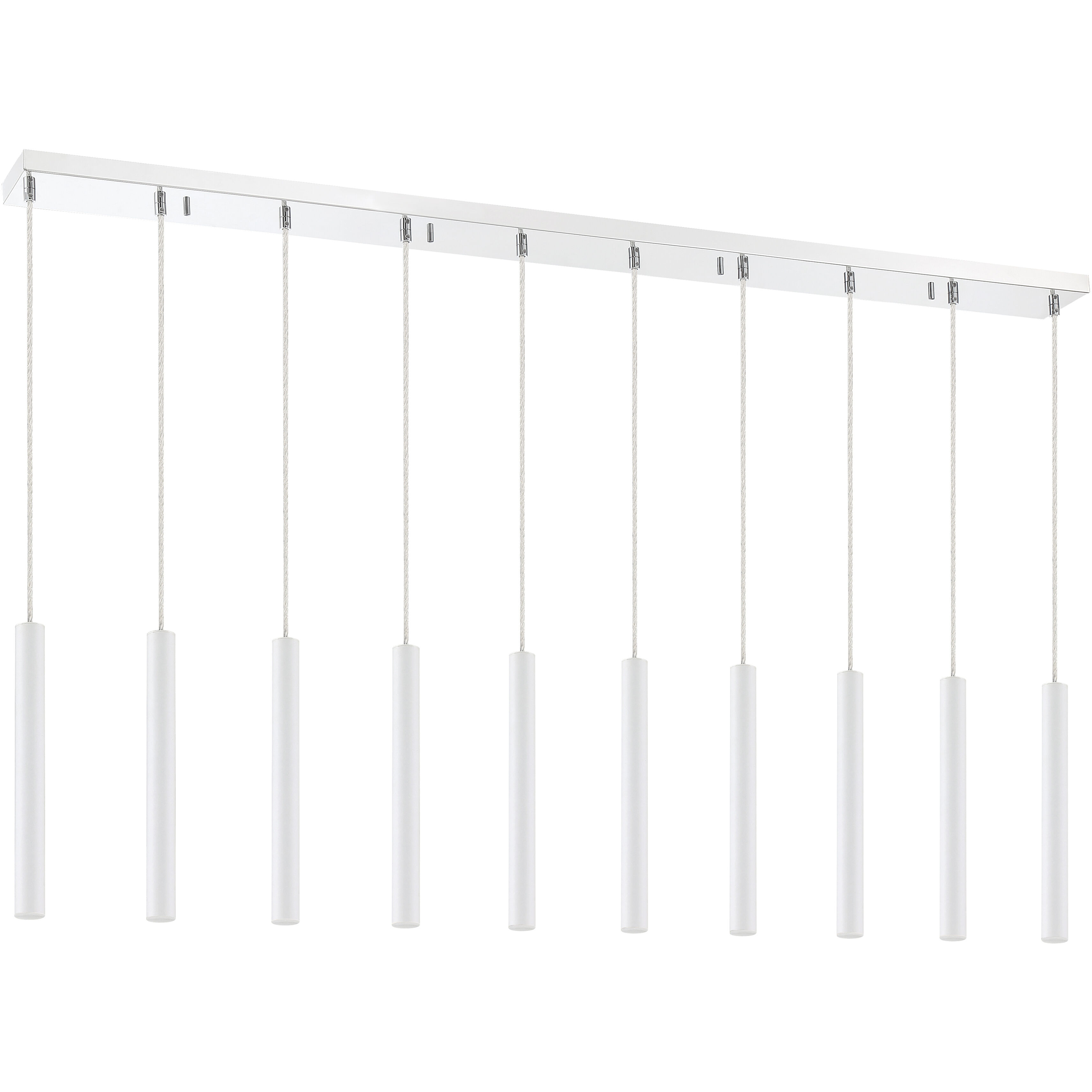 Forest LED 56.5 inch Chrome Linear Chandelier Ceiling Light in 10, 27, Matte White Steel