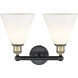 Berkshire 2 Light 17 inch Black Antique Brass Bath Vanity Light Wall Light in Matte White