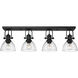Yep Hines Vanity Wall Light in Matte Black, Seeded Glass