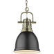 Yep Duncan 1 Light 8.88 inch Aged Brass Pendant Ceiling Light in Matte Black, Small