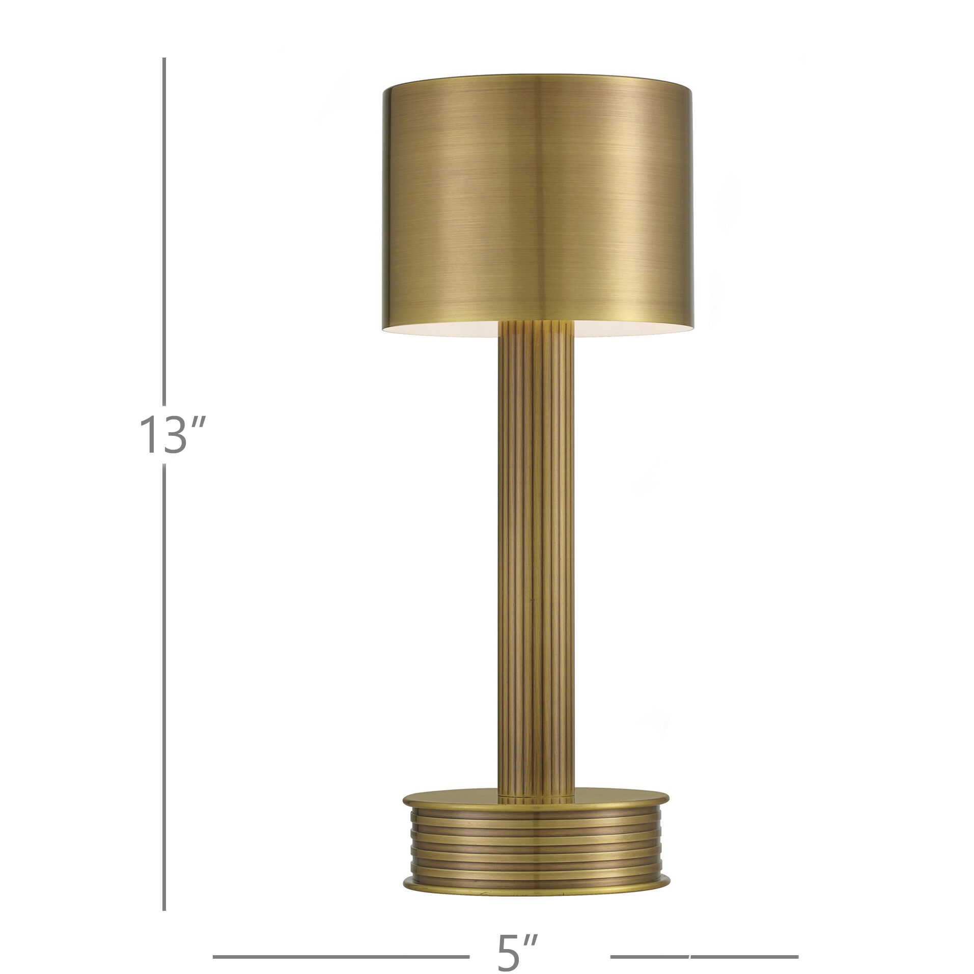 Traverse 13 inch 1.5 watt Brass Cordless Table Lamp Portable Light