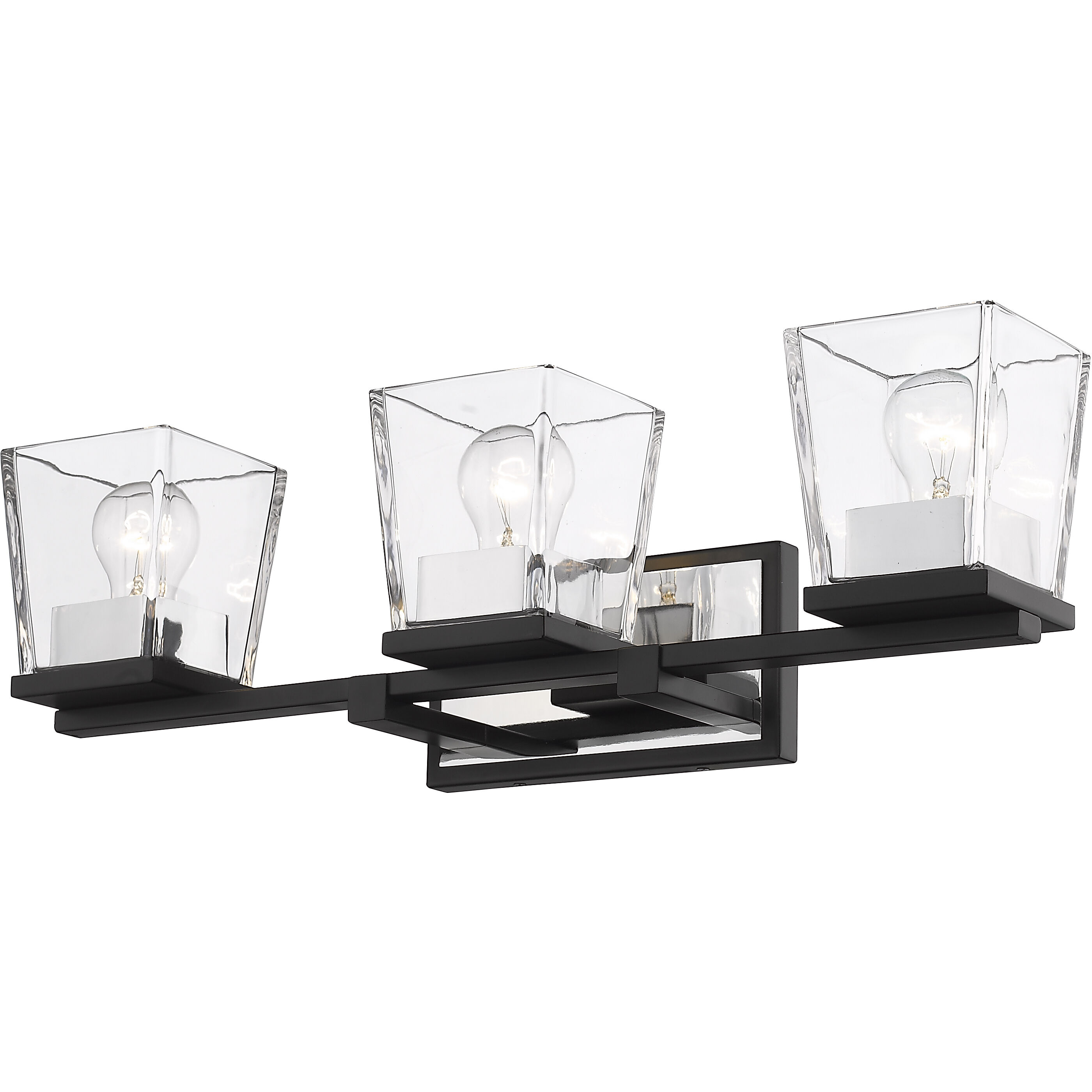 Bleeker Street 3 Light 25 inch Matte Black and Chrome Vanity Wall Light