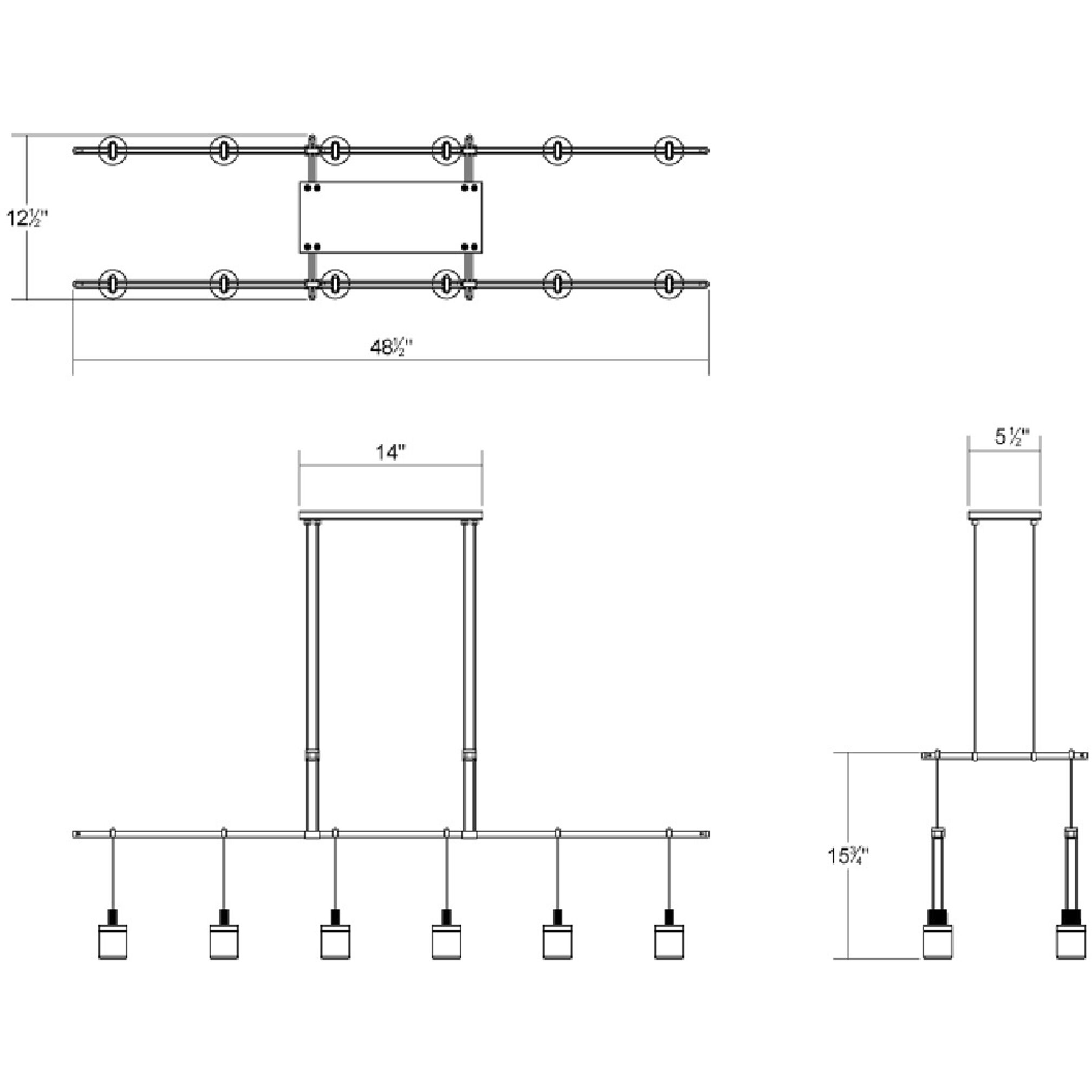 Suspenders LED 48 inch Satin Black Pendant Ceiling Light