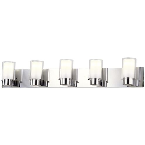 Essex 5 Light 41.75 inch Chrome Bath Vanity Wall Light in Half Opal Glass