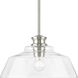 Singleton 1 Light 14 inch Brushed Nickel Pendant Ceiling Light