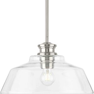 Singleton 1 Light 14 inch Brushed Nickel Pendant Ceiling Light