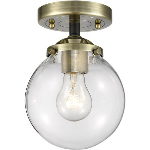 Nouveau XX-Large Beacon LED 12 inch Black Antique Brass Semi-Flush Mount Ceiling Light in Clear Glass, Nouveau