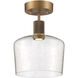 Port Nine LED 9 inch Antique Brushed Brass Semi-Flush Ceiling Light in Seeded