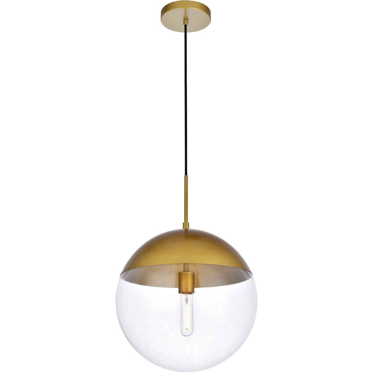 Eclipse 1 Light 14 inch Brass Pendant Ceiling Light