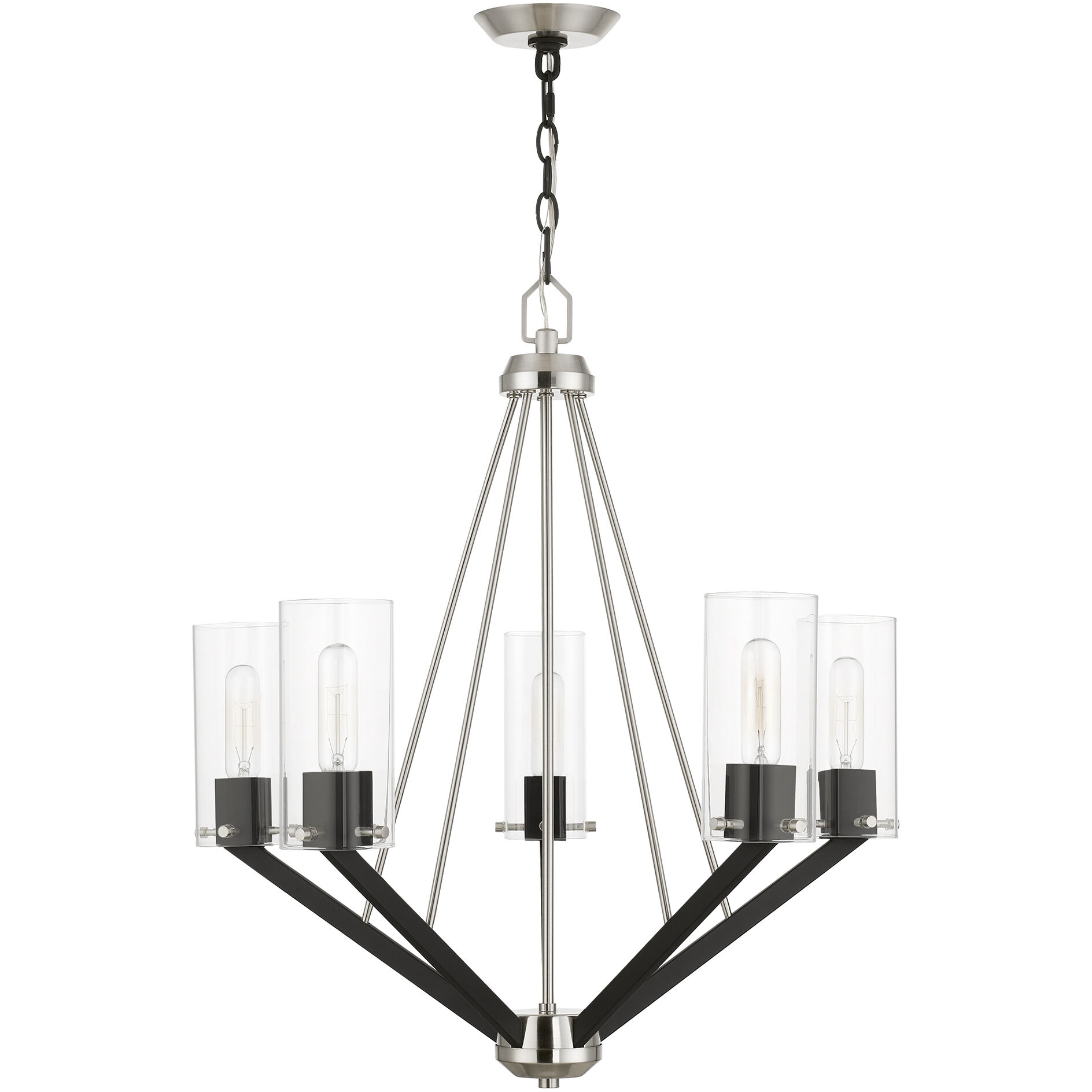 Beckett 5 Light 26 inch Brushed Nickel & Black Chandelier Ceiling Light