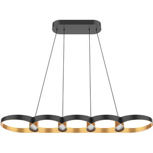 Maestro Linear Pendant Ceiling Light in Black/Gold