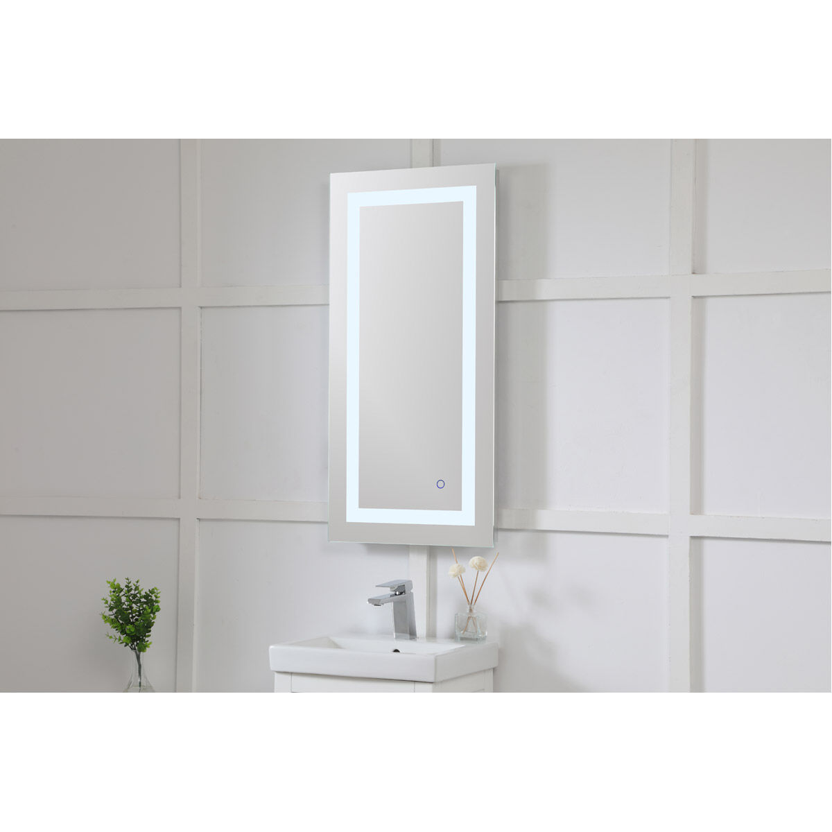 Helios 36 X 18 inch Silver Lighted Wall Mirror