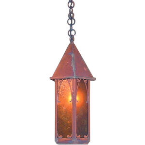 Saint George 1 Light 7 inch Raw Copper Pendant Ceiling Light in Amber Mica