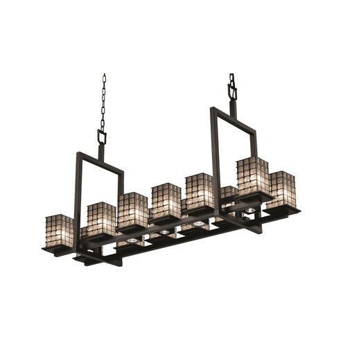 Wire Glass 17 Light 14 inch Matte Black Chandelier Ceiling Light in Grid with Clear Bubbles, Square w/ Flat Rim