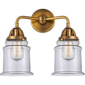 Nouveau 2 Canton 2 Light 14 inch Brushed Brass Bath Vanity Light Wall Light in Clear Glass