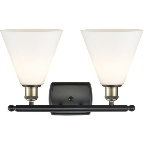 Ballston Ballston Cone LED 18 inch Black Antique Brass Bath Vanity Light Wall Light in Matte White Glass