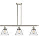 Ballston Large Cone LED 36 inch Brushed Satin Nickel Island Light Ceiling Light in Seedy Glass, Ballston