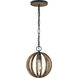 Sean Lavin Allier 1 Light 10 inch Weathered Oak Wood / Antique Forged Iron Mini-Pendant Ceiling Light