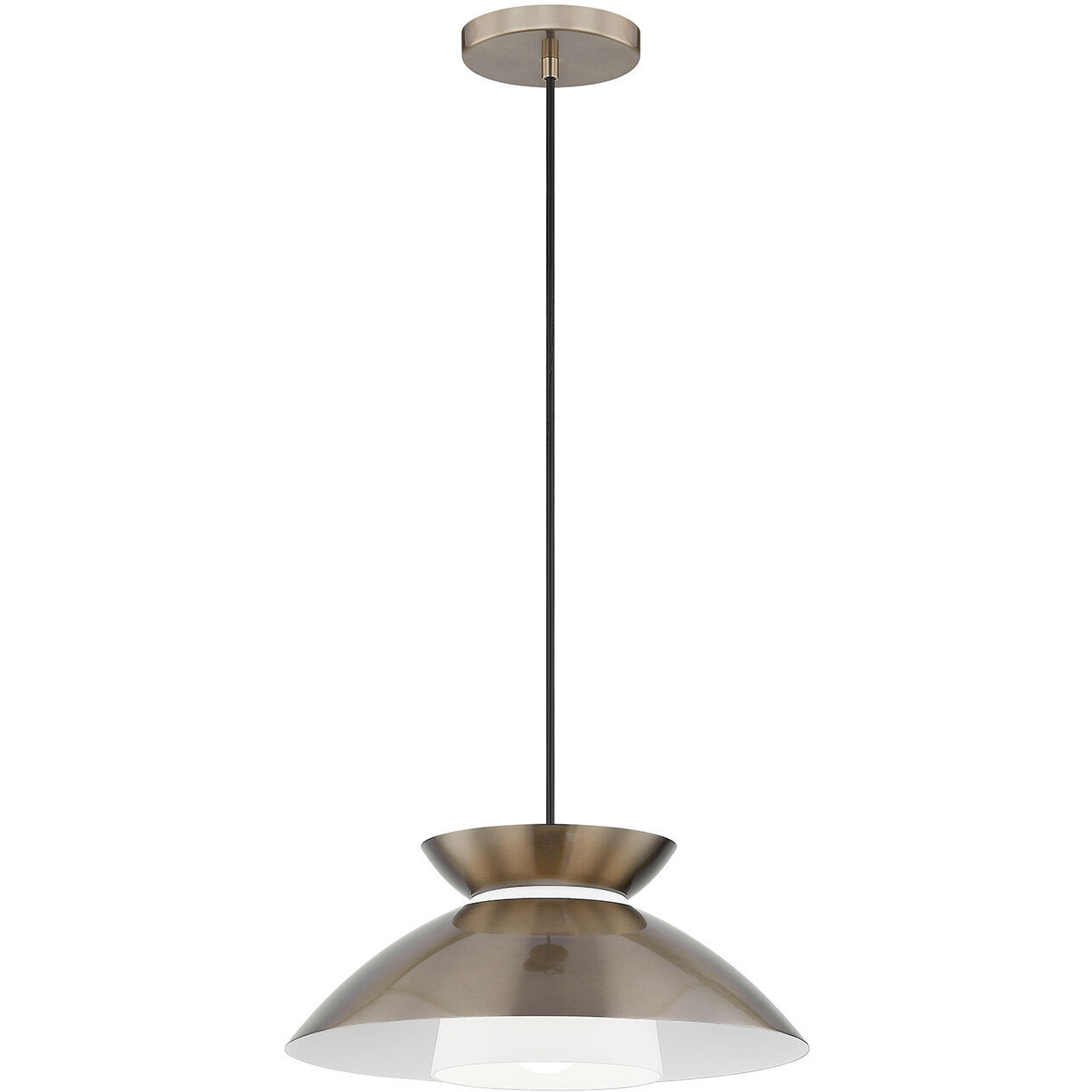 Fusion Collection 1 Light 14.25 inch Brushed Brass Pendant Ceiling Light, Noreen Family