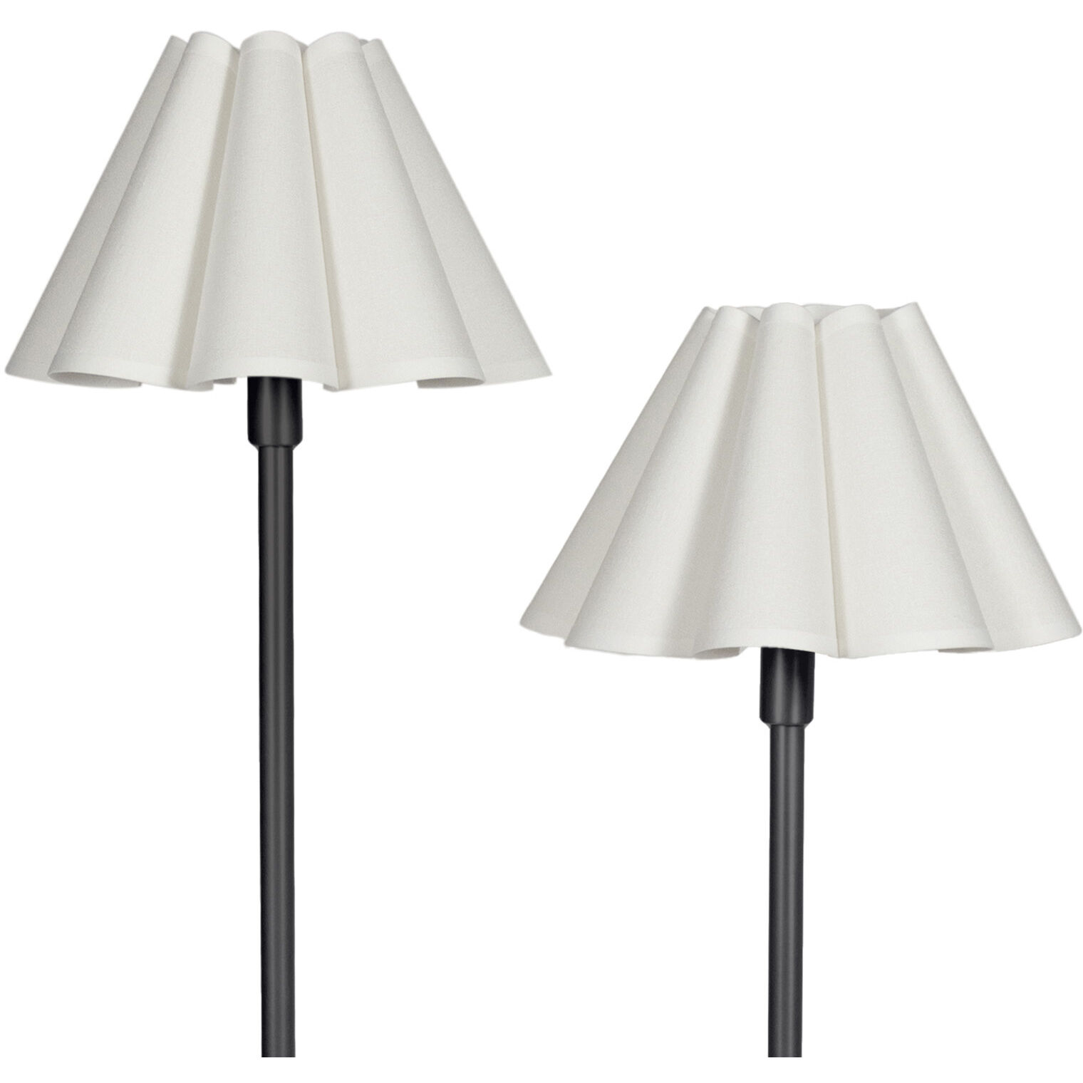 Polly 56 inch 60.00 watt Blackened Brass Floor Lamp Portable Light in White Scalloped Shade