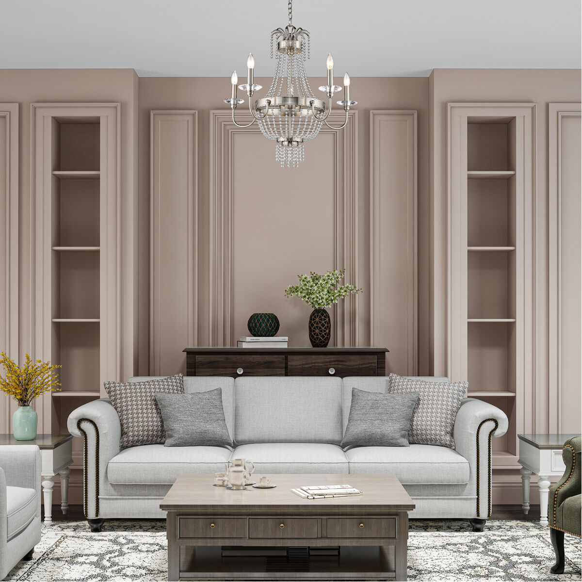 Valentina 5 Light 26 inch Brushed Nickel Chandelier Ceiling Light