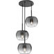 Samar 3 Light 14 inch Black Chandelier Ceiling Light in Black and Smoked