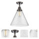 Franklin Restoration X-Large Cone 1 Light 12 inch Oil Rubbed Bronze Flush Mount Ceiling Light in Seedy Glass