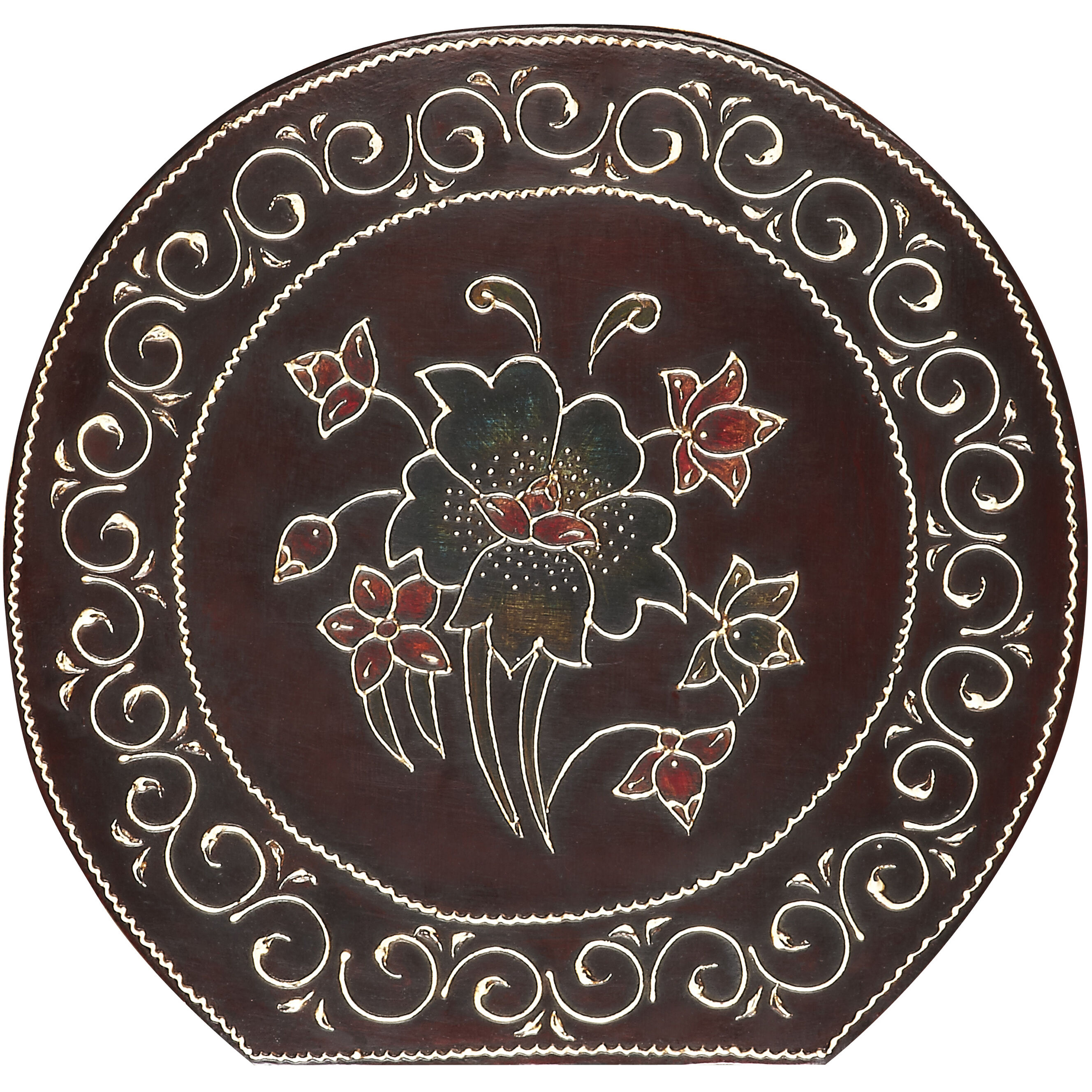 Botswana Hand Painted 17 X 15 inch Artifacts Accent Table