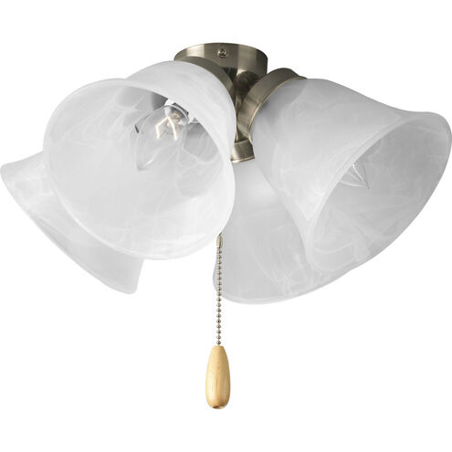 Universal 4 Light Brushed Nickel Fan Light Kit in Alabaster Glass