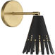 Stella 11 inch 60.00 watt Matte Black with Natural Brass Adjustable Wall Sconce Wall Light