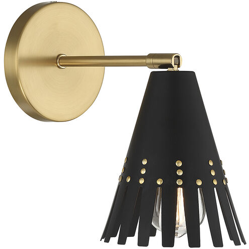 Stella 11 inch 60.00 watt Matte Black with Natural Brass Adjustable Wall Sconce Wall Light