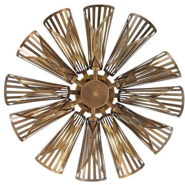 Francesca 12 Light 20 inch Vintage Brass Flush Mount Ceiling Light