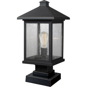 Portland 1 Light 20 inch Oil Rubbed Bronze Outdoor Pier Mounted Fixture in Clear Seedy Glass, 5.94