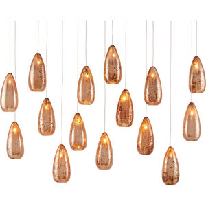 Rame 15 Light 48 inch Copper/Silver/Painted Silver Multi-Drop Pendant Ceiling Light